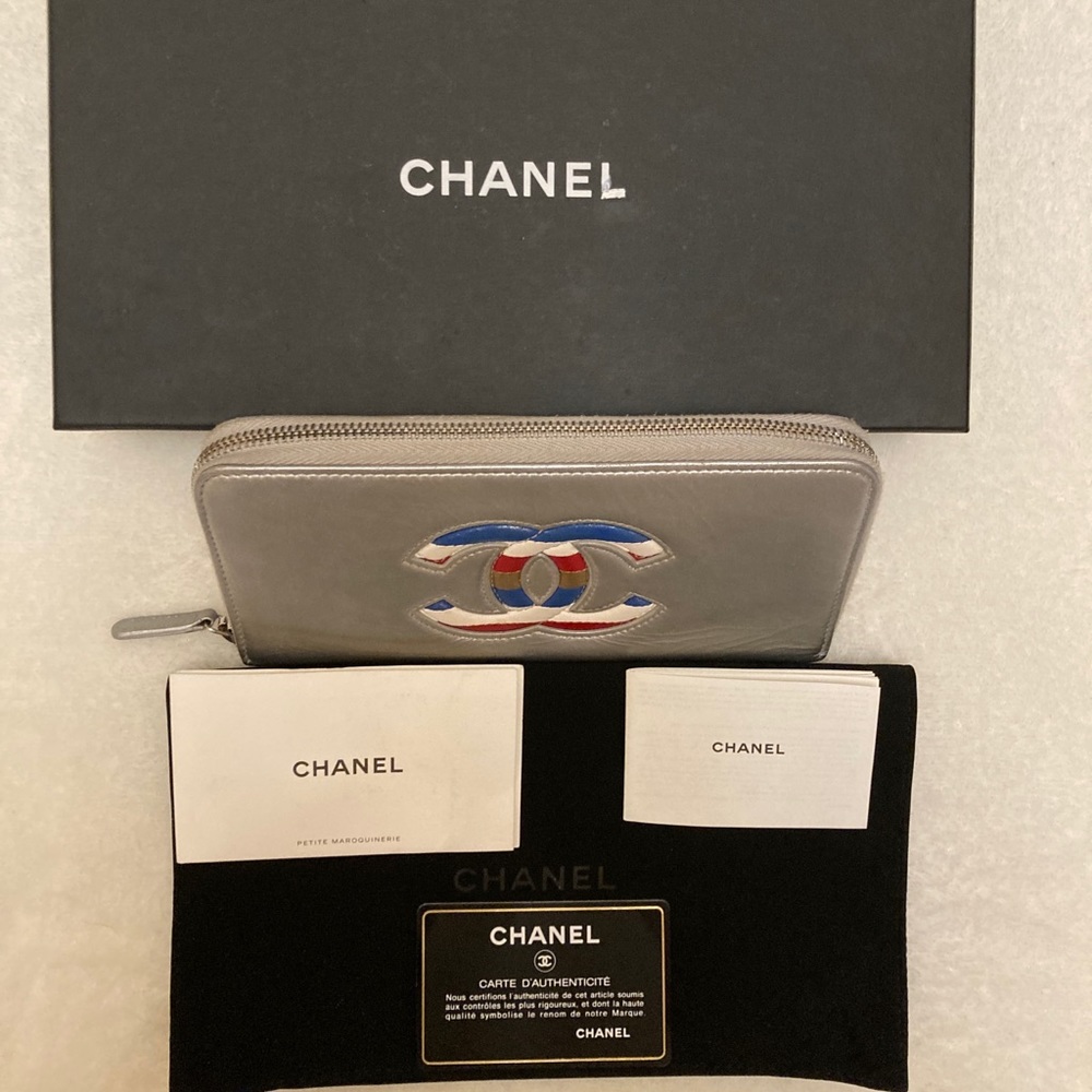 Chanel CC metallic long wallet full set